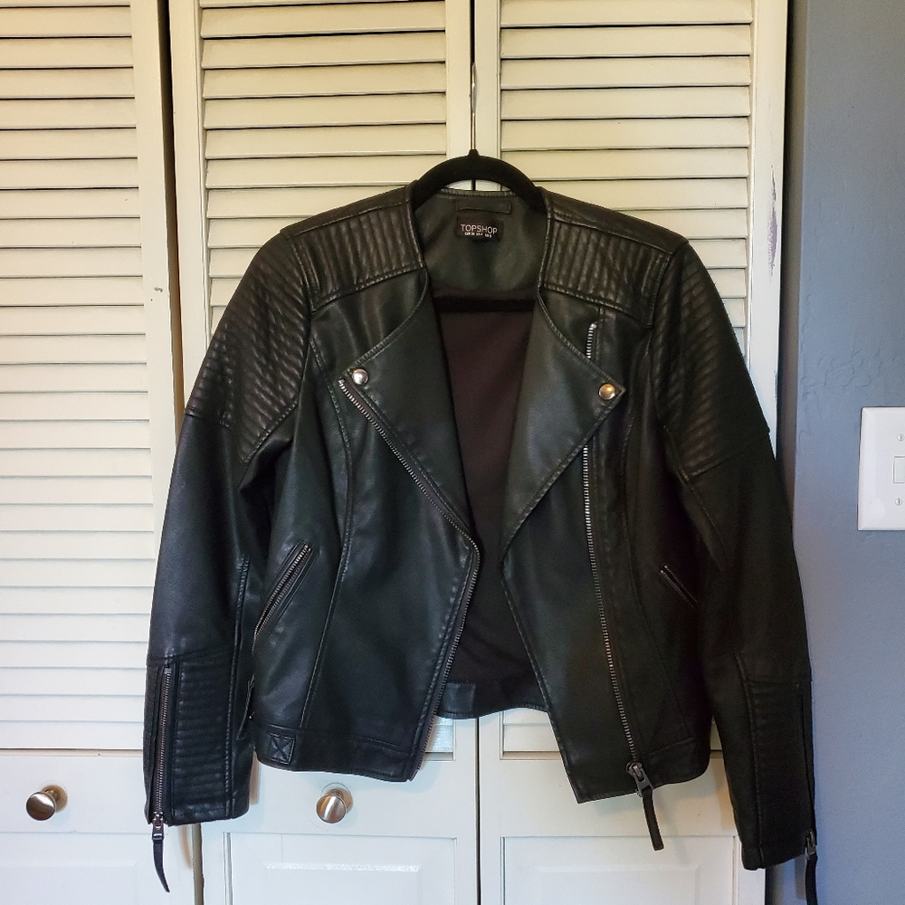 TOPSHOP faux leather motorcycle jacket